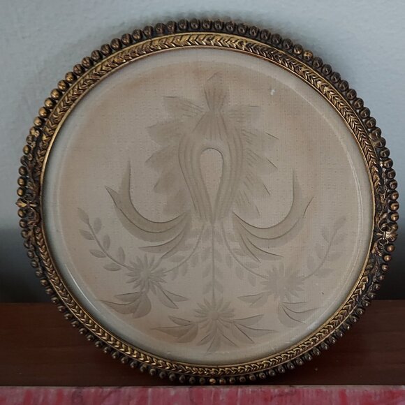 Vtg Apollo Gold Tone Metal Filigree Jewelry Box with Glass Top with Design - Picture 5 of 16
